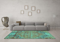 Machine Washable Abstract Turquoise Contemporary Rug, wshcon358turq