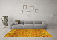 Machine Washable Abstract Yellow Contemporary Rug, wshcon358yw