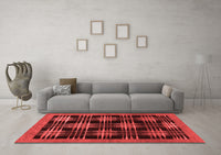 Machine Washable Abstract Red Contemporary Rug, wshcon359red