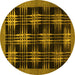 Round Abstract Yellow Contemporary Rug, con359yw