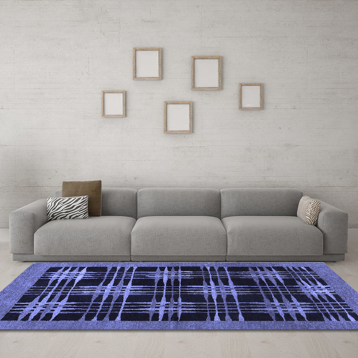 Machine Washable Abstract Blue Contemporary Rug in a Living Room, wshcon359blu