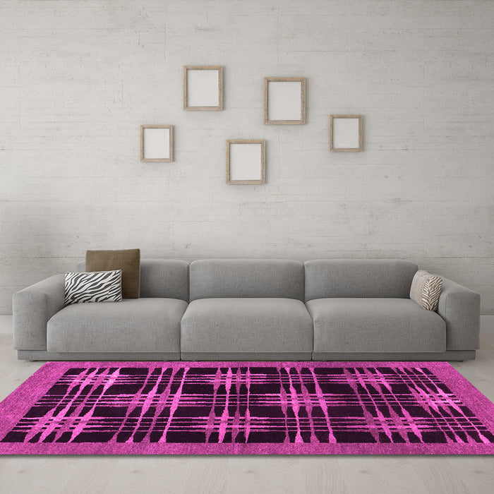 Machine Washable Abstract Pink Contemporary Rug in a Living Room, wshcon359pnk