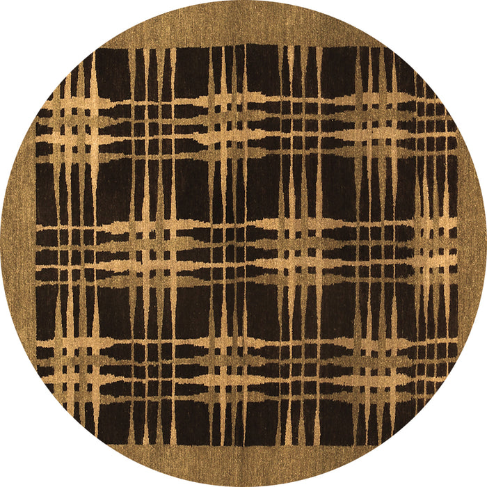 Round Abstract Brown Contemporary Rug, con359brn