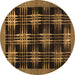 Round Abstract Brown Contemporary Rug, con359brn