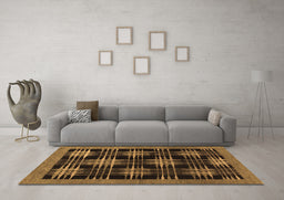 Machine Washable Abstract Brown Contemporary Rug in a Living Room,, wshcon359brn