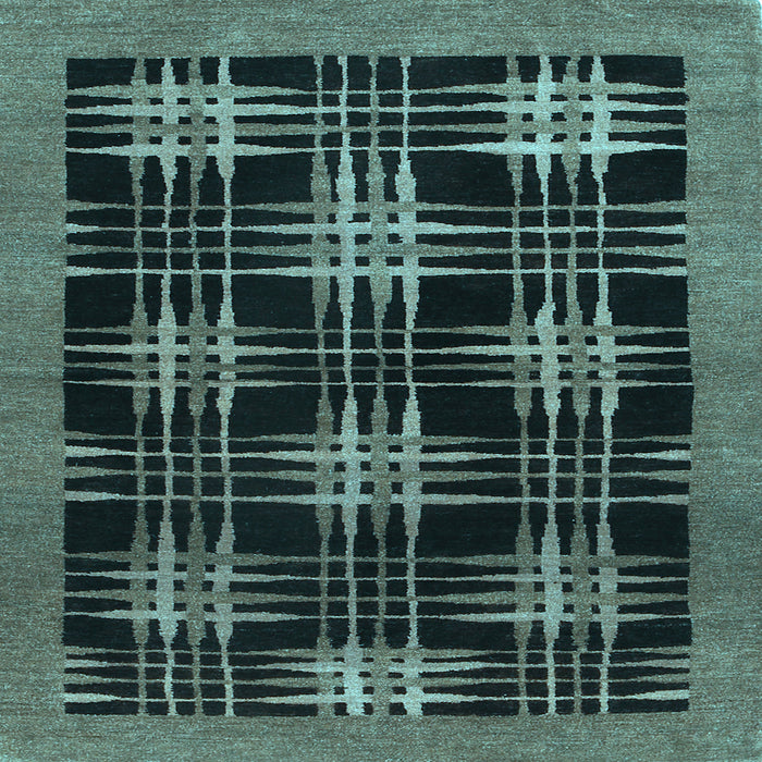 Square Abstract Light Blue Contemporary Rug, con359lblu