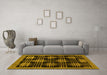 Machine Washable Abstract Yellow Contemporary Rug in a Living Room, wshcon359yw