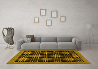 Machine Washable Abstract Yellow Contemporary Rug, wshcon359yw