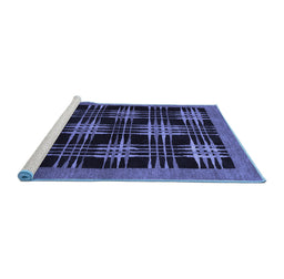 Sideview of Machine Washable Abstract Blue Contemporary Rug, wshcon359blu