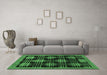 Machine Washable Abstract Emerald Green Contemporary Area Rugs in a Living Room,, wshcon359emgrn