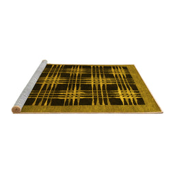 Sideview of Machine Washable Abstract Yellow Contemporary Rug, wshcon359yw