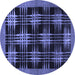 Round Abstract Blue Contemporary Rug, con359blu