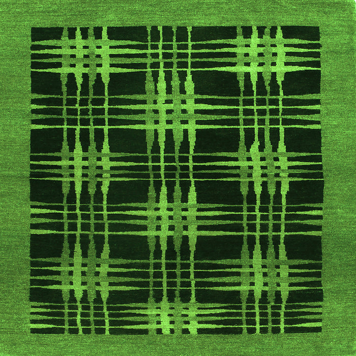 Serging Thickness of Abstract Green Contemporary Rug, con359grn