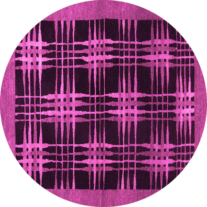 Round Machine Washable Abstract Pink Contemporary Rug, wshcon359pnk
