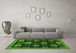 Machine Washable Abstract Green Contemporary Area Rugs in a Living Room,, wshcon359grn