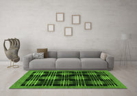 Machine Washable Abstract Green Contemporary Rug, wshcon359grn