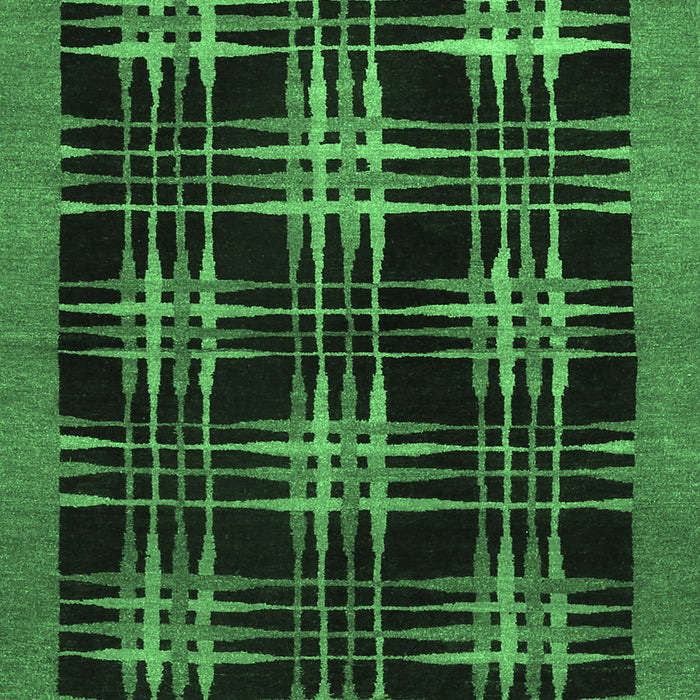 Machine Washable Abstract Emerald Green Contemporary Area Rugs, wshcon359emgrn