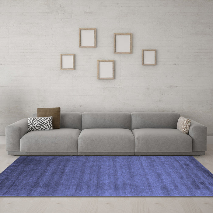 Machine Washable Abstract Blue Contemporary Rug in a Living Room, wshcon35blu