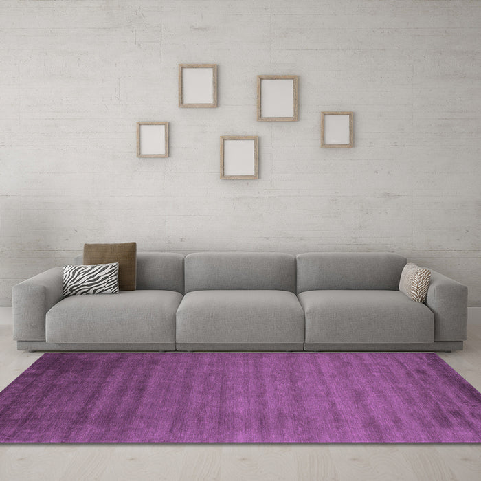 Machine Washable Abstract Purple Contemporary Area Rugs in a Living Room, wshcon35pur