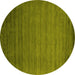 Round Abstract Yellow Contemporary Rug, con35yw