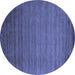 Round Abstract Blue Contemporary Rug, con35blu