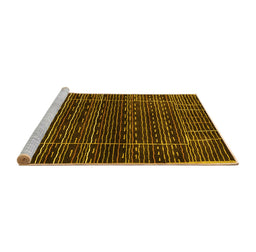 Sideview of Machine Washable Abstract Yellow Contemporary Rug, wshcon360yw