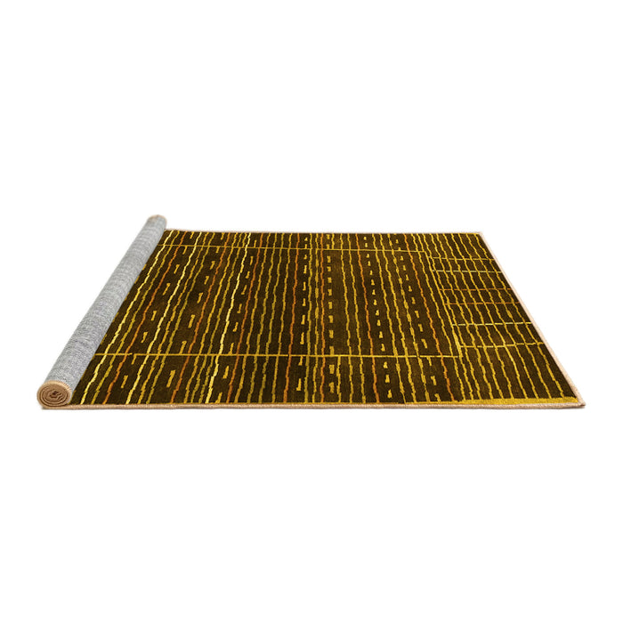 Sideview of Machine Washable Abstract Yellow Contemporary Rug, wshcon360yw