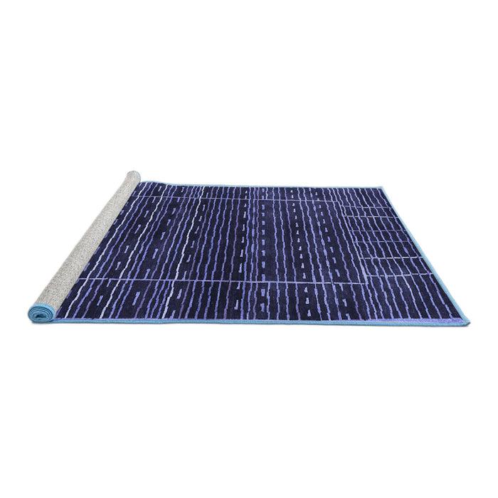Sideview of Machine Washable Abstract Blue Contemporary Rug, wshcon360blu