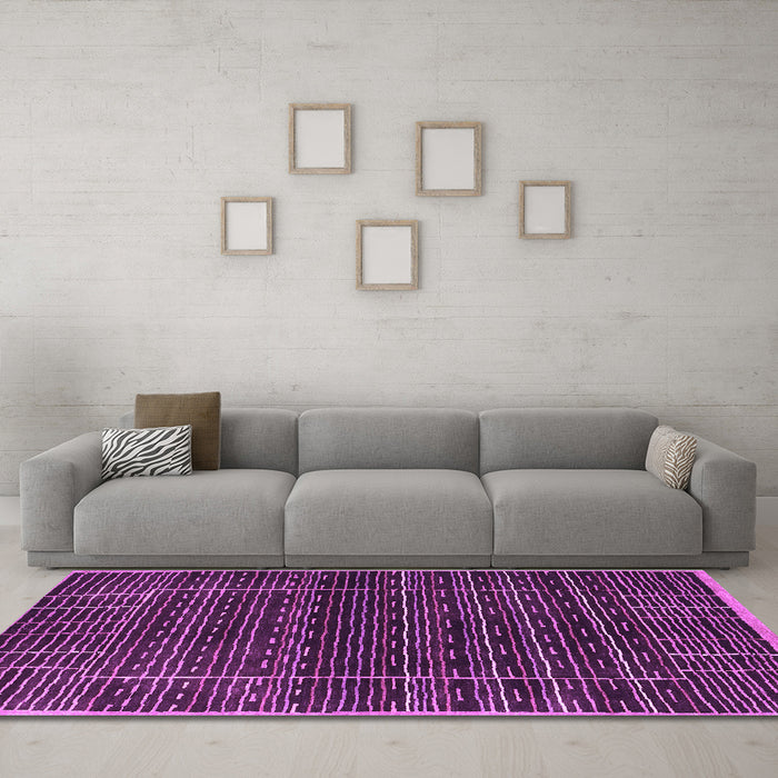 Machine Washable Abstract Purple Contemporary Area Rugs in a Living Room, wshcon360pur