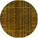 Round Abstract Yellow Contemporary Rug, con360yw