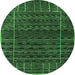 Round Abstract Emerald Green Contemporary Rug, con360emgrn