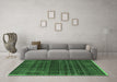 Machine Washable Abstract Emerald Green Contemporary Area Rugs in a Living Room,, wshcon360emgrn