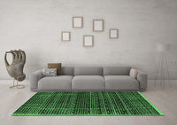 Machine Washable Abstract Emerald Green Contemporary Rug, wshcon360emgrn