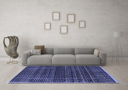 Machine Washable Abstract Blue Contemporary Rug in a Living Room, wshcon360blu