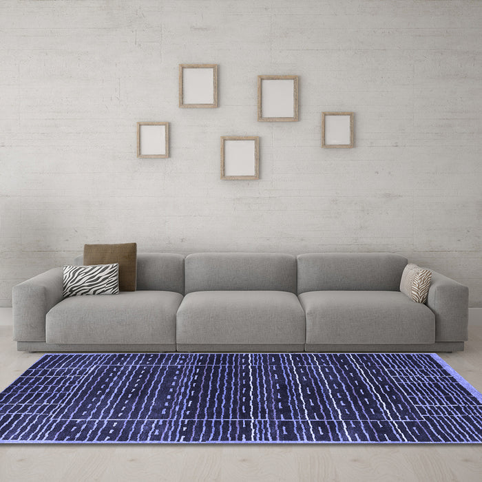 Machine Washable Abstract Blue Contemporary Rug in a Living Room, wshcon360blu