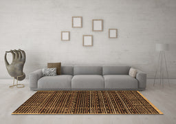 Machine Washable Abstract Brown Contemporary Rug in a Living Room,, wshcon360brn