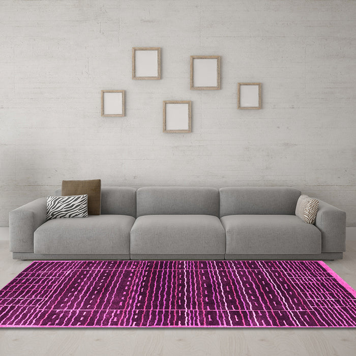 Machine Washable Abstract Pink Contemporary Rug in a Living Room, wshcon360pnk