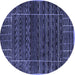 Round Machine Washable Abstract Blue Contemporary Rug, wshcon360blu