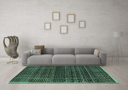 Machine Washable Abstract Turquoise Contemporary Area Rugs in a Living Room,, wshcon360turq