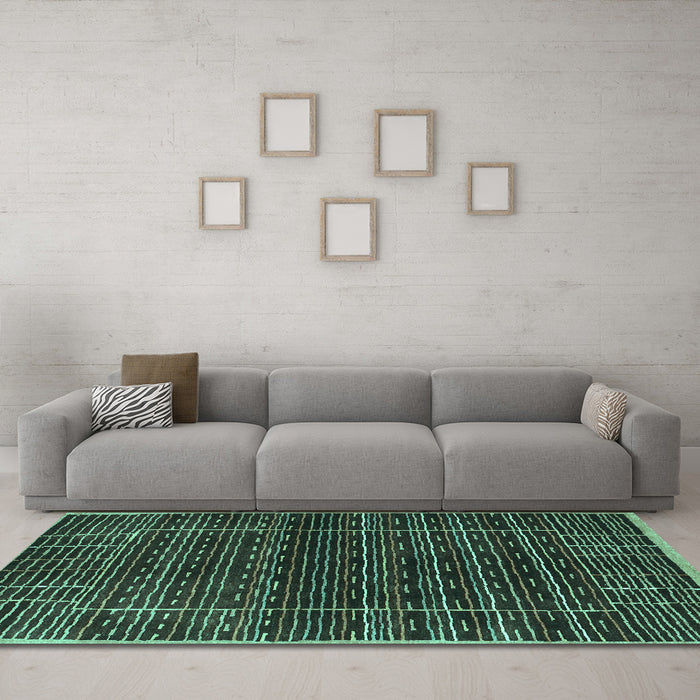 Machine Washable Abstract Turquoise Contemporary Area Rugs in a Living Room,, wshcon360turq