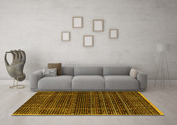 Machine Washable Abstract Yellow Contemporary Rug in a Living Room, wshcon360yw
