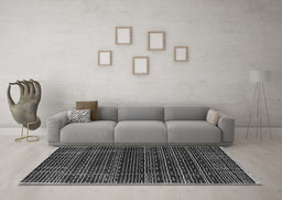 Machine Washable Abstract Gray Contemporary Rug in a Living Room,, wshcon360gry