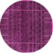 Round Abstract Pink Contemporary Rug, con360pnk