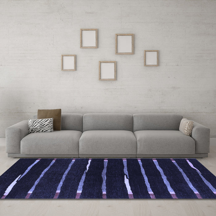 Machine Washable Abstract Blue Contemporary Rug in a Living Room, wshcon361blu