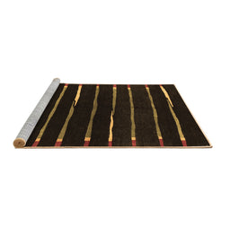 Sideview of Machine Washable Abstract Brown Contemporary Rug, wshcon361brn