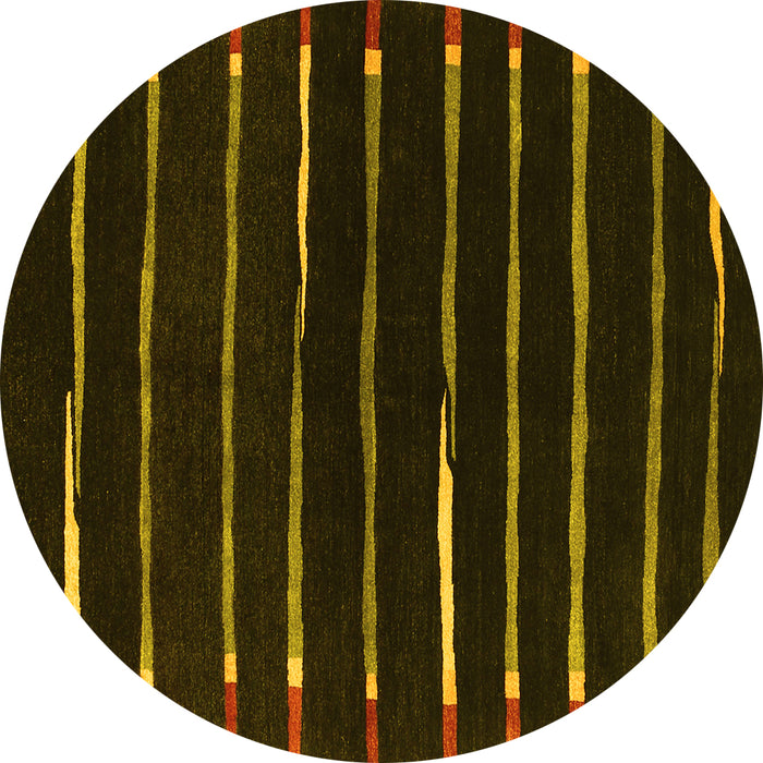 Round Machine Washable Abstract Yellow Contemporary Rug, wshcon361yw