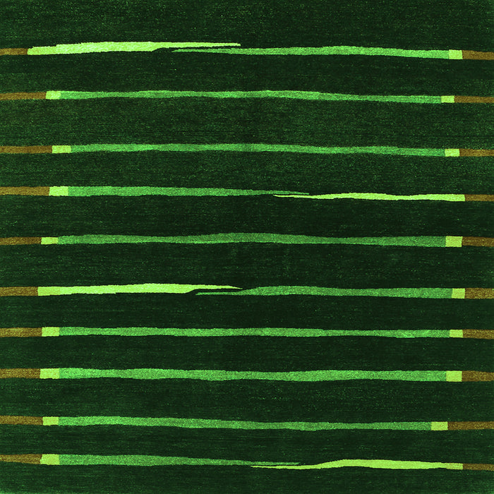 Round Machine Washable Abstract Green Contemporary Area Rugs, wshcon361grn