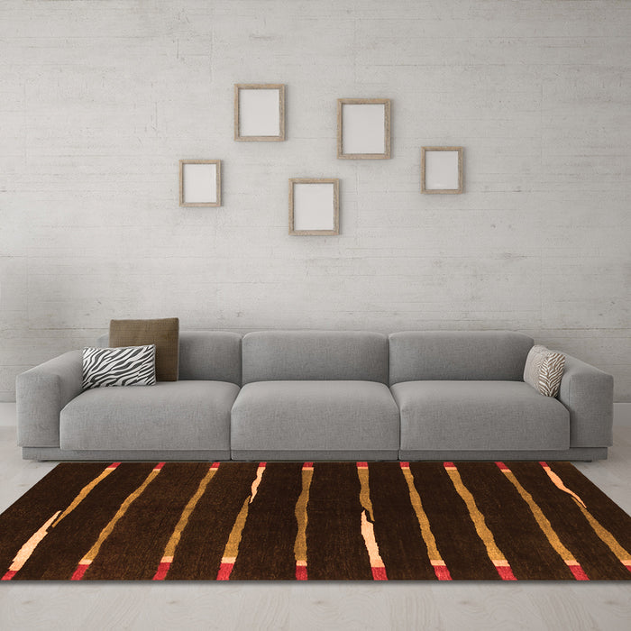Machine Washable Abstract Orange Contemporary Area Rugs in a Living Room, wshcon361org