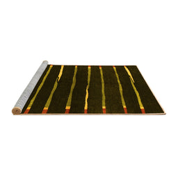 Sideview of Machine Washable Abstract Yellow Contemporary Rug, wshcon361yw