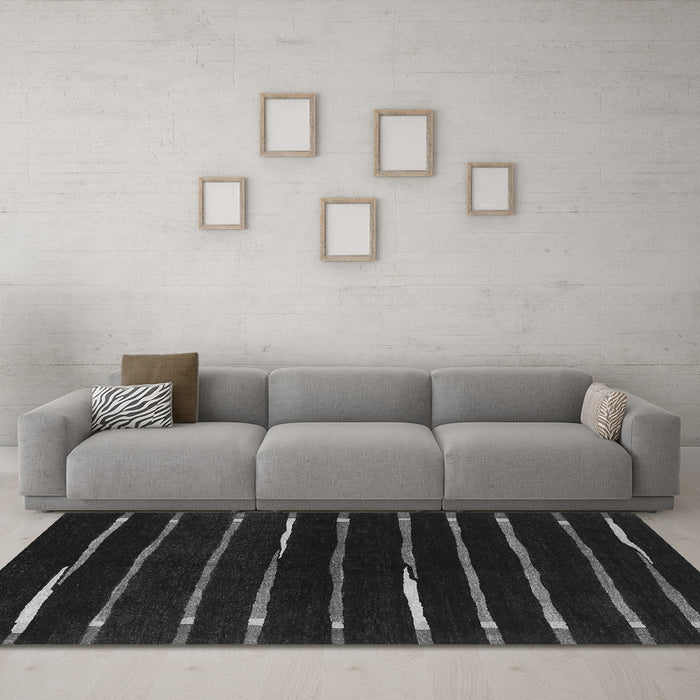 Machine Washable Abstract Gray Contemporary Rug in a Living Room,, wshcon361gry